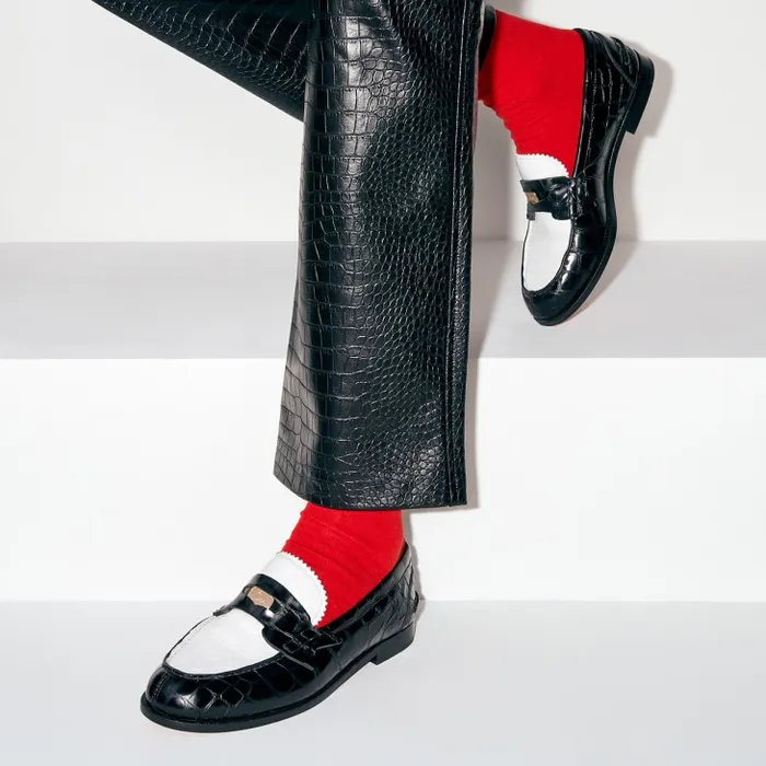 Women Penny Loafers 8211 Alligator Embossed Calf Leather 8211 White Christian Louboutin Flats and Loafers