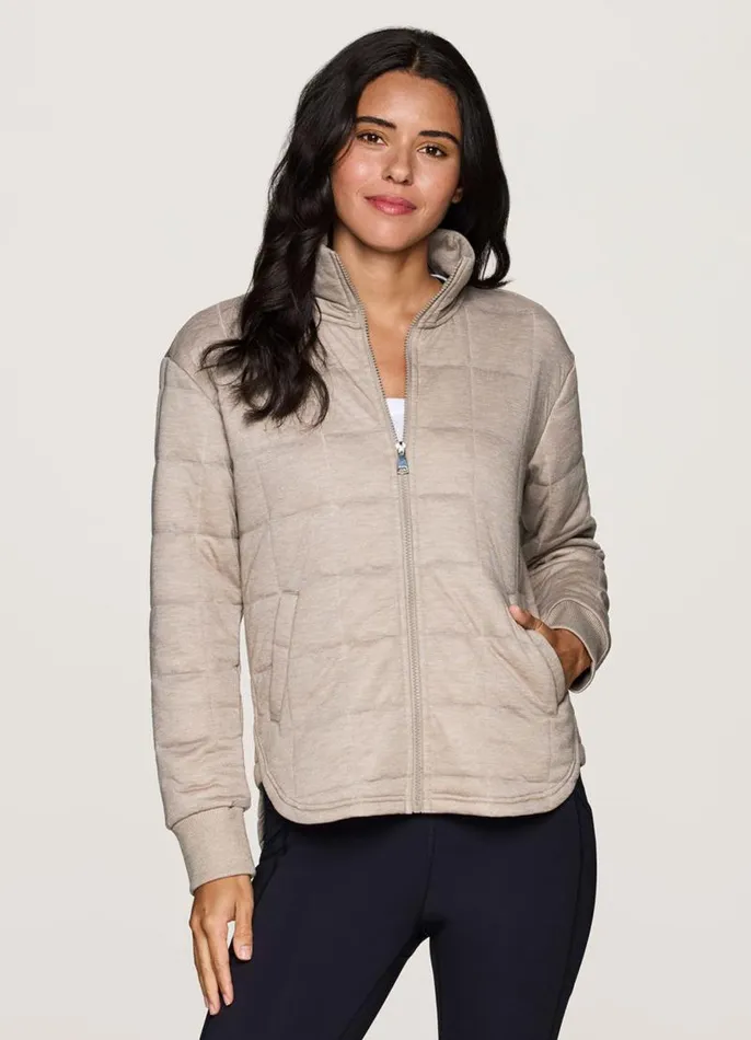Women Perfect Weekend Quilted Jacket Vanilla Bean RBX Active Long Sleeve