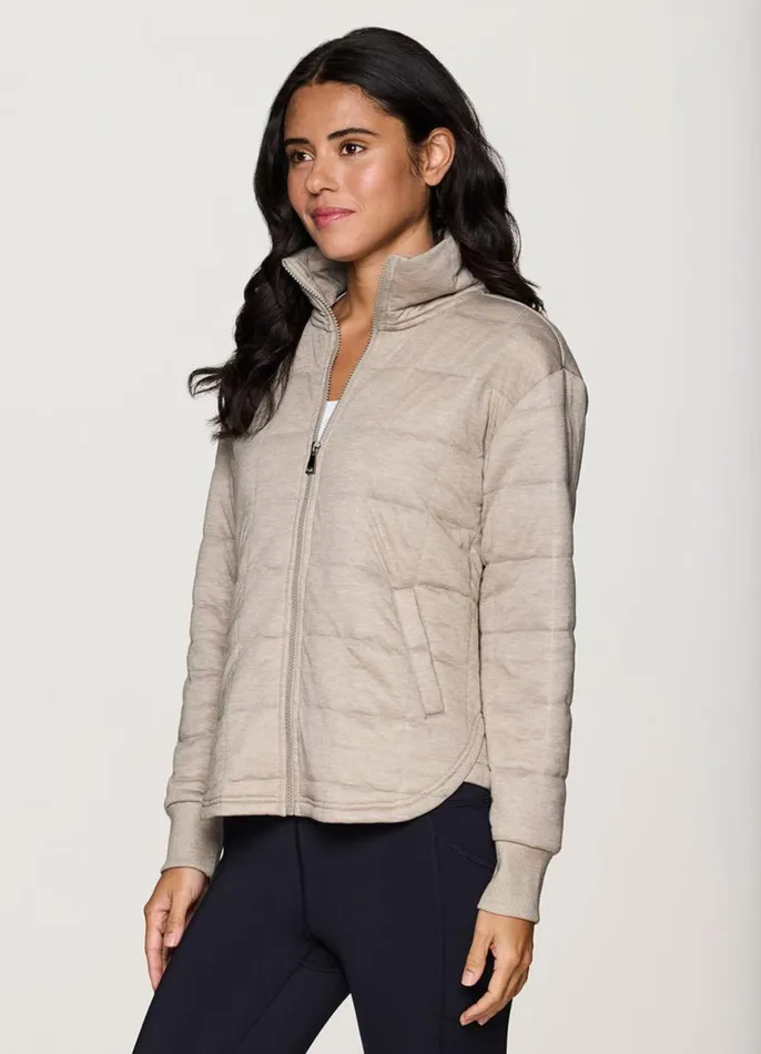 Women Perfect Weekend Quilted Jacket Vanilla Bean RBX Active Long Sleeve
