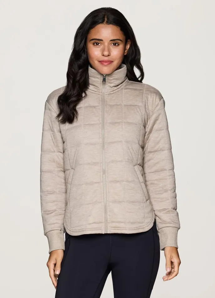 Women Perfect Weekend Quilted Jacket Vanilla Bean RBX Active Long Sleeve
