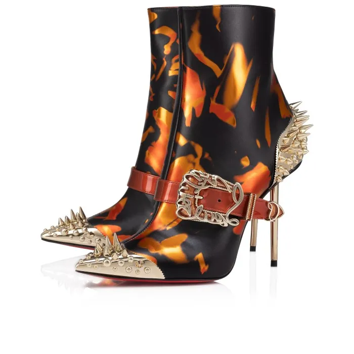 Women Pic Booty 100 Mm Low Boots 8211 Specchio Leather On Fire And Iridescent Patent Leather 8211 Rodeo Christian Louboutin Boots