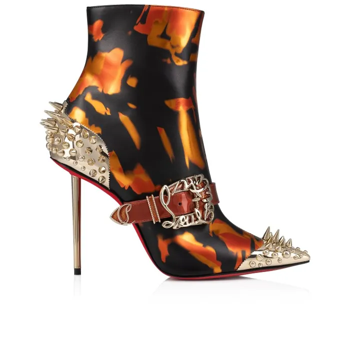 Women Pic Booty 100 Mm Low Boots 8211 Specchio Leather On Fire And Iridescent Patent Leather 8211 Rodeo Christian Louboutin Boots
