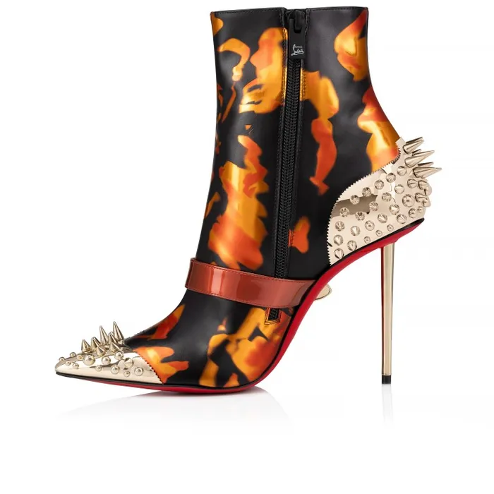 Women Pic Booty 100 Mm Low Boots 8211 Specchio Leather On Fire And Iridescent Patent Leather 8211 Rodeo Christian Louboutin Boots
