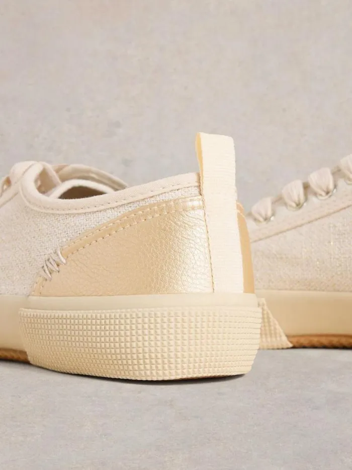 Women Pippa Canvas Lace Up Trainers Light Natural White Stuff Trainers