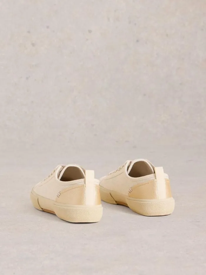Women Pippa Canvas Lace Up Trainers Light Natural White Stuff Trainers