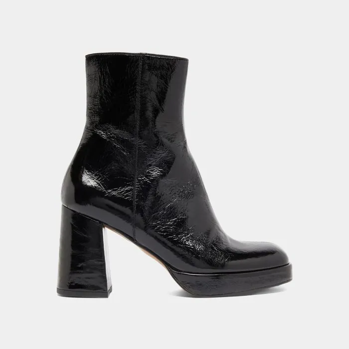 Women Platform Boots With Square Toes Black JONAK Ankle Boots Lowboots