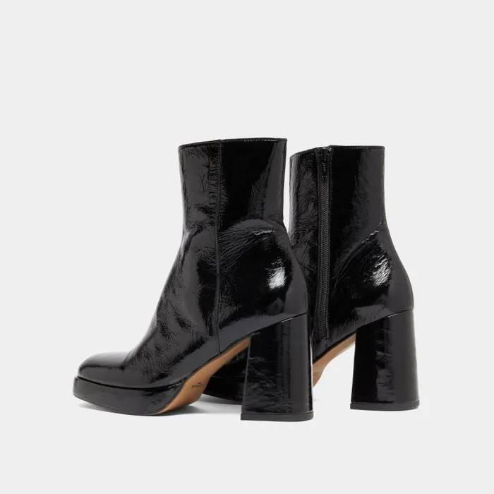 Women Platform Boots With Square Toes Black JONAK Ankle Boots Lowboots