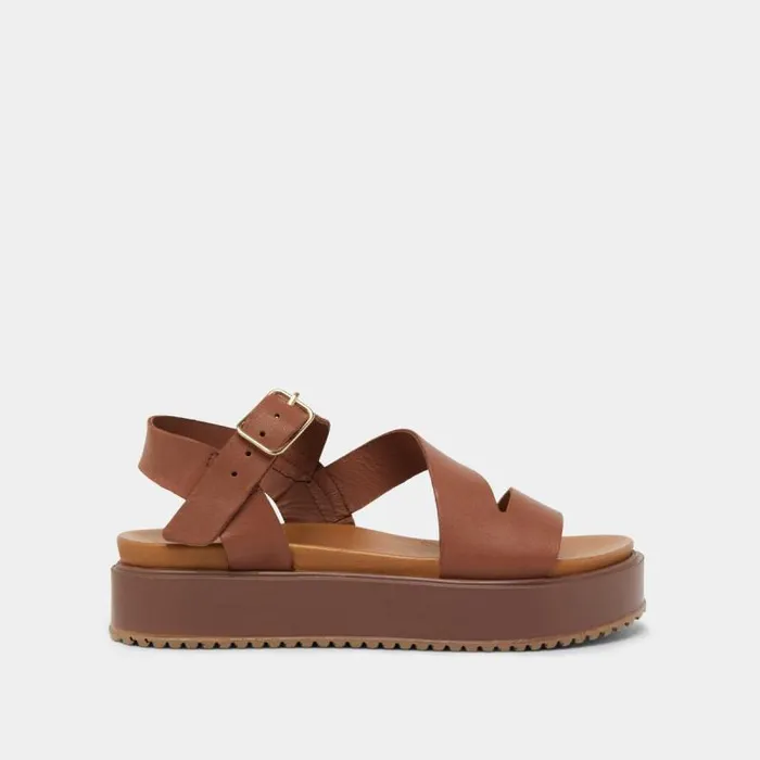 Women Platform Sandals With Straps Brown JONAK Sandals