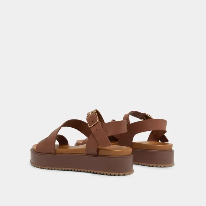 Women Platform Sandals With Straps Brown JONAK Sandals