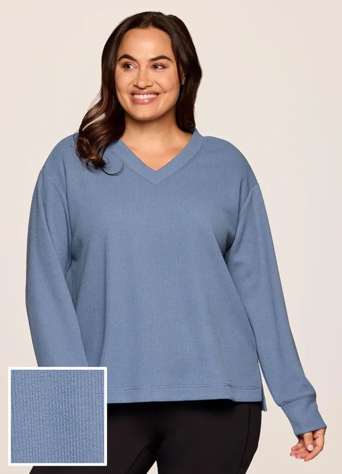 Women Plus Weekend Reset Pullover Blue RBX Active Sweatshirts
