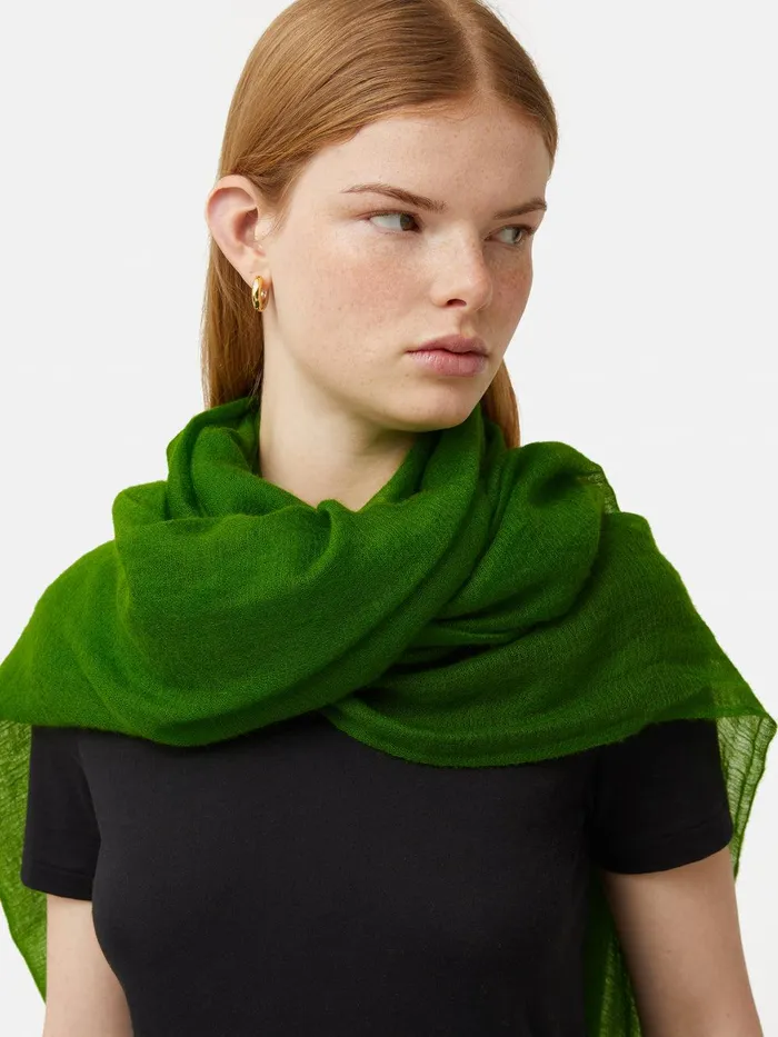 Women Pure Cashmere Gauze Scarf Green Jigsaw Knitwear and Cashmere