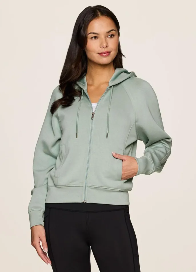 Women Recharge Scuba Hoodie Jacket Sea Glass RBX Active Long Sleeve