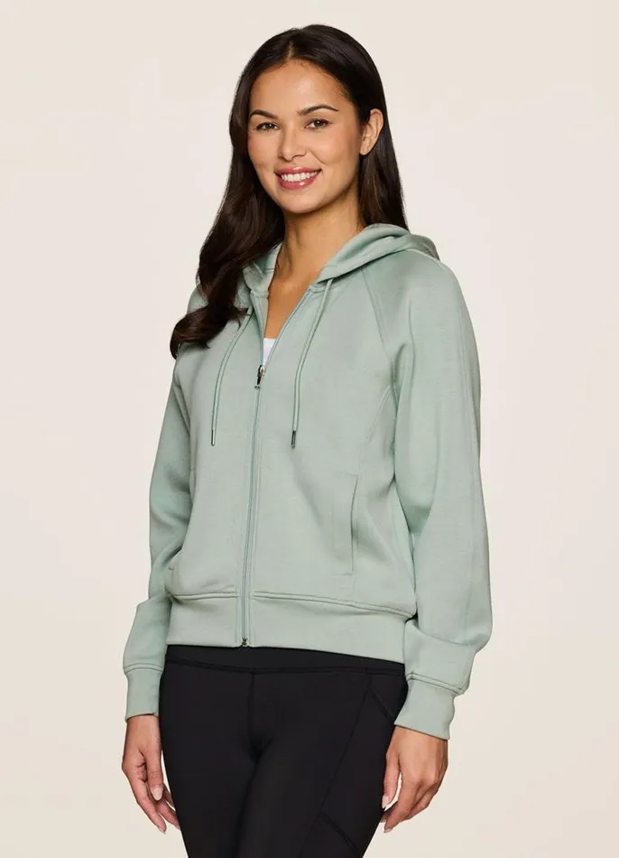 Women Recharge Scuba Hoodie Jacket Sea Glass RBX Active Long Sleeve
