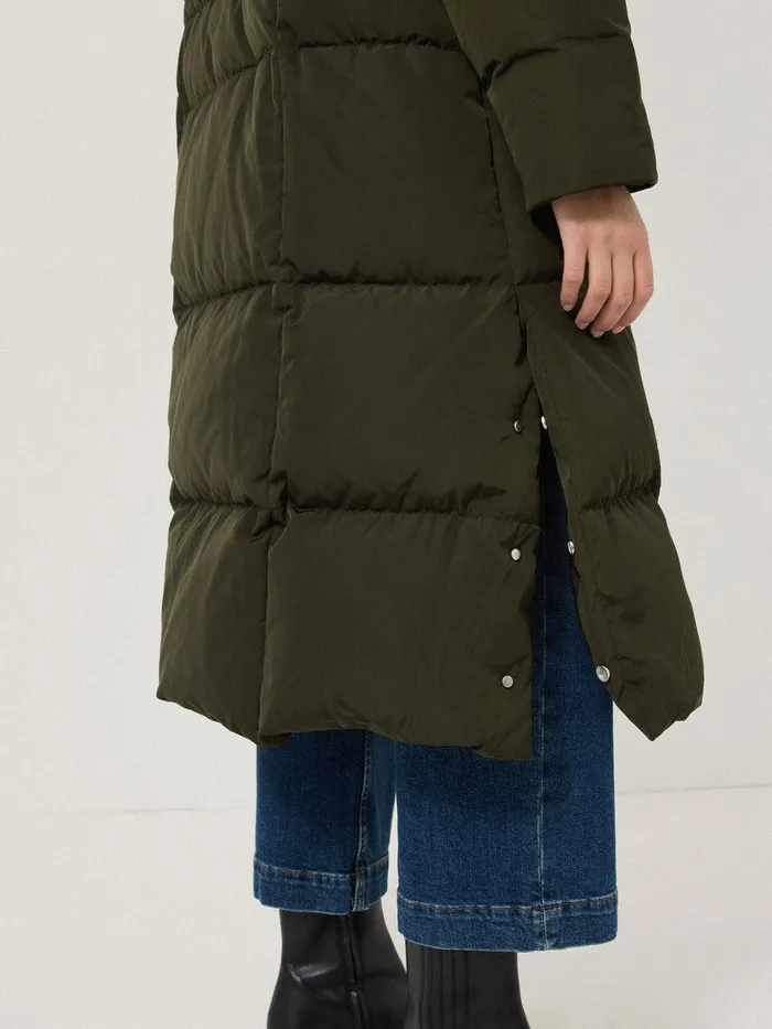 Women Relaxed Longline Puffer Coat Dark Kale Jigsaw Coats and Jackets