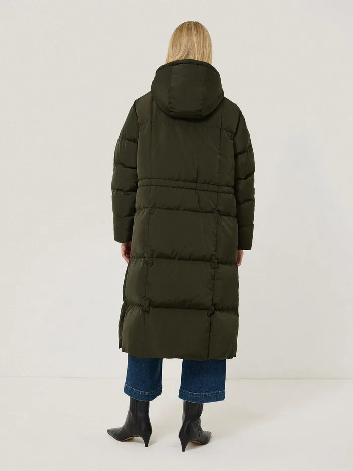 Women Relaxed Longline Puffer Coat Dark Kale Jigsaw Coats and Jackets
