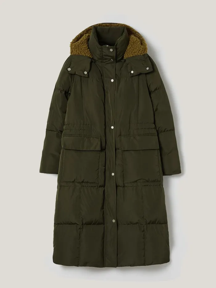 Women Relaxed Longline Puffer Coat Dark Kale Jigsaw Coats and Jackets