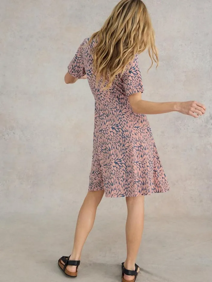 Women Ria Shirt Jersey Dress Pink Print White Stuff Dresses