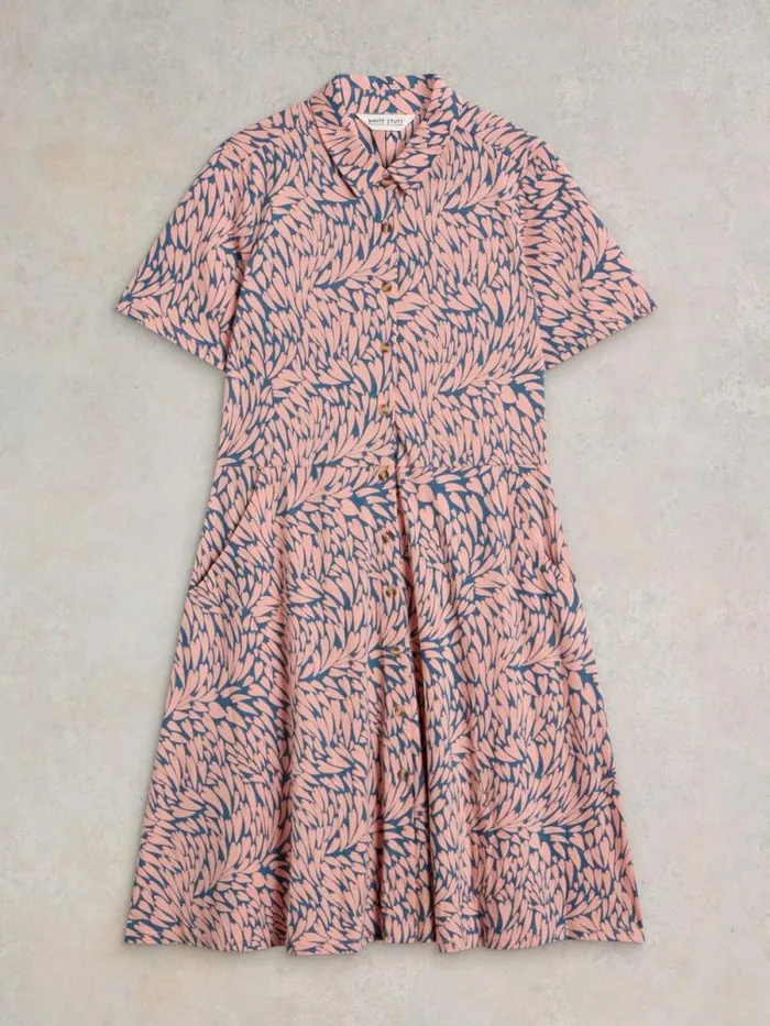 Women Ria Shirt Jersey Dress Pink Print White Stuff Dresses