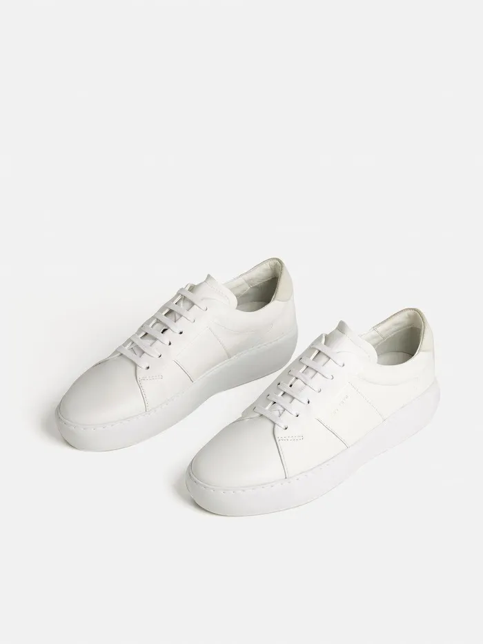 Women Riva Leather Platform Trainer White Jigsaw Trainers