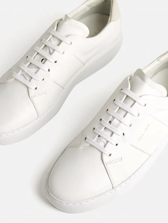 Women Riva Leather Platform Trainer White Jigsaw Trainers