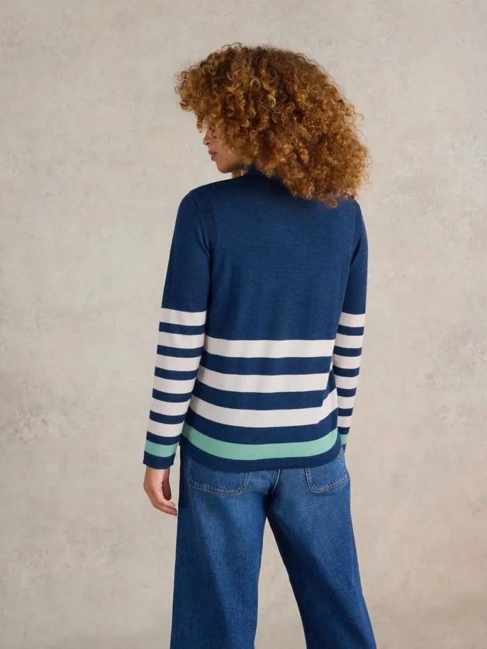 Women ROLL NECK MERINO JUMPER Blue Multi White Stuff Knitwear Women ROLL NECK MERINO JUMPER Blue Multi White Stuff Knitwear