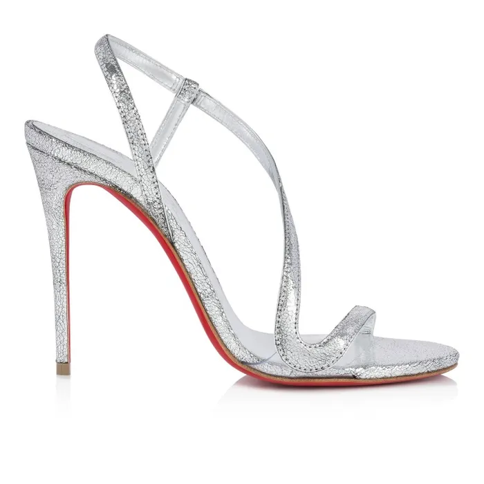 Women Rosalie 100 Mm Sandals 8211 Manoir Specchio Leather 8211 Silver Christian Louboutin Sandals and Slides