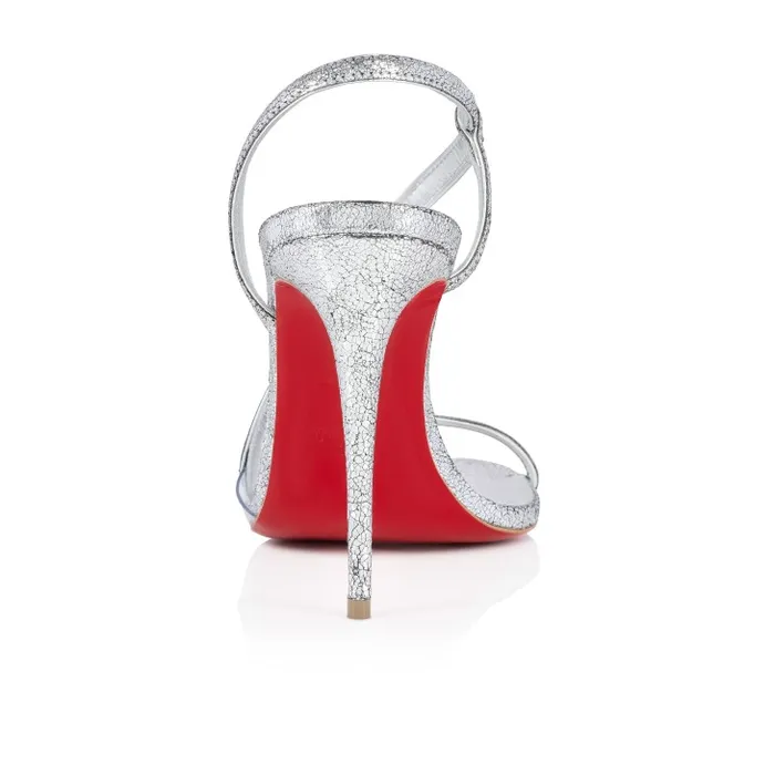 Women Rosalie 100 Mm Sandals 8211 Manoir Specchio Leather 8211 Silver Christian Louboutin Sandals and Slides