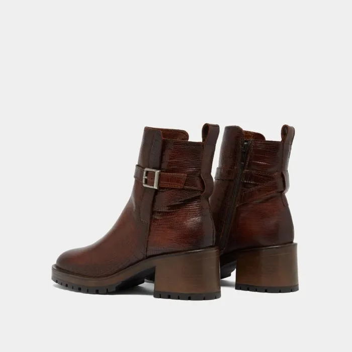 Women Roundtoe Buckle Boots Cognac JONAK Ankle Boots Lowboots