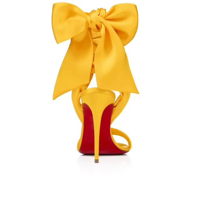 Women Sandale Du Dsert 100 Mm Strappy Sandals 8211 Crepe Satin 8211 Pollen Christian Louboutin Sandals and Slides
