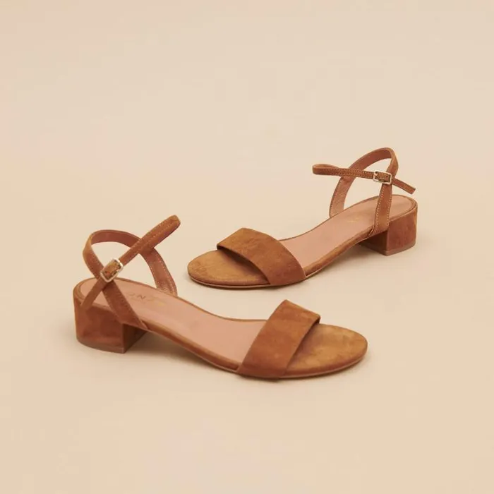 Women Sandals With Square Heel Cognac JONAK Sandals