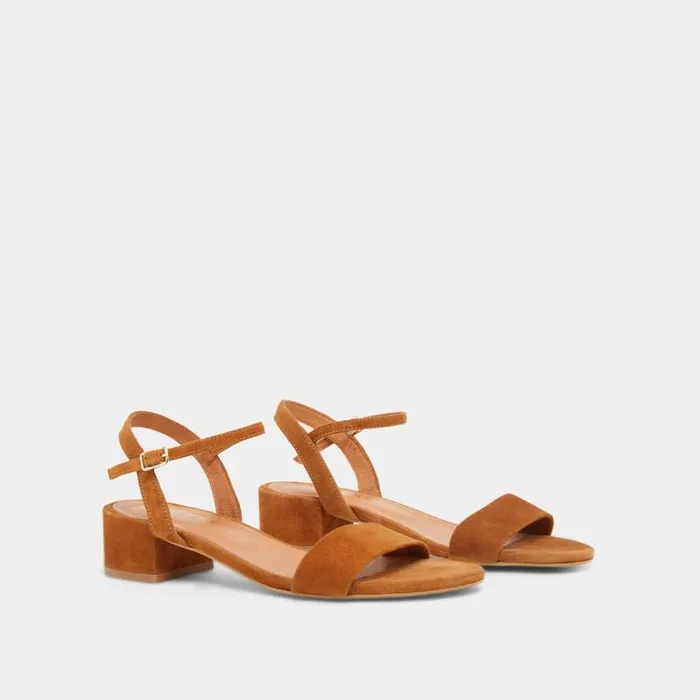 Women Sandals With Square Heel Cognac JONAK Sandals