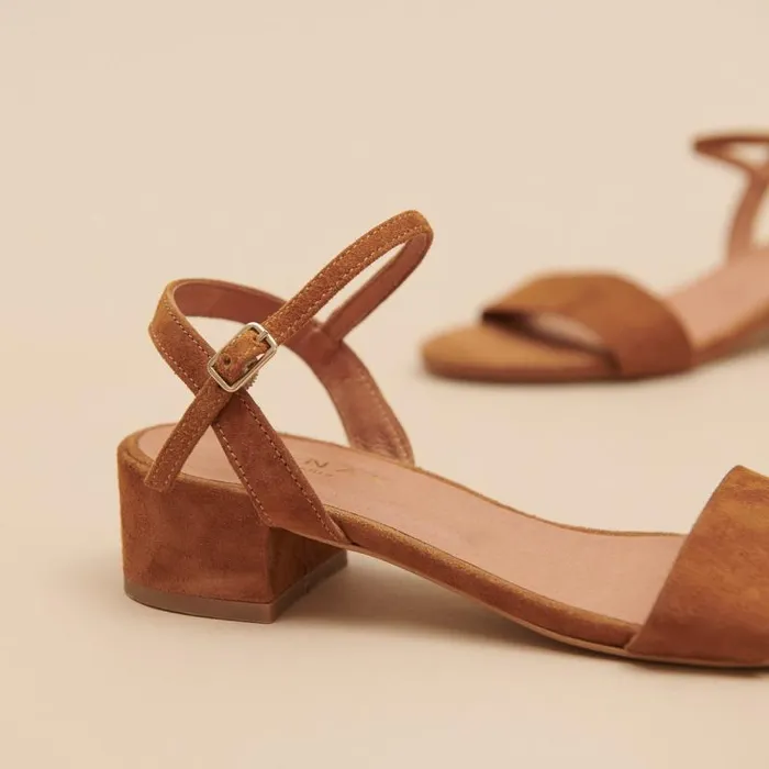 Women Sandals With Square Heel Cognac JONAK Sandals