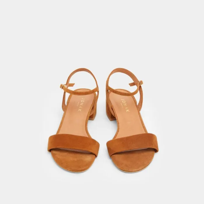 Women Sandals With Square Heel Cognac JONAK Sandals