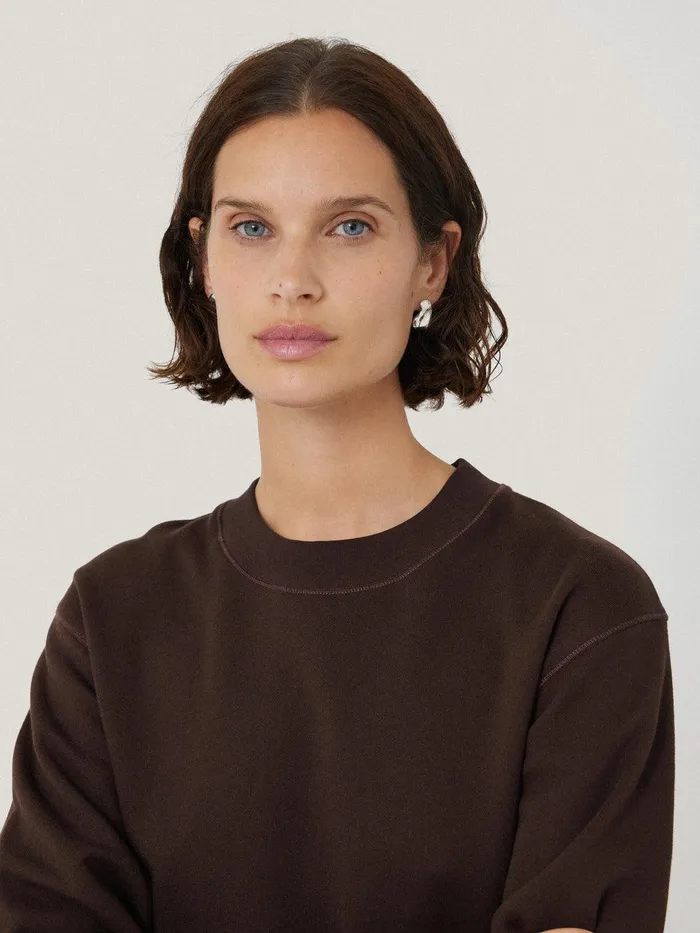 Women Satin Cuff Jersey Sweatshirt Chocolate Jigsaw Shirts and Tops