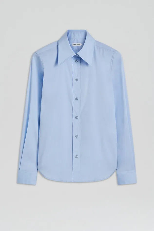 Women Scanlan Theodore COTTON SLIM FIT SHIRT PALE BLUE Shirts