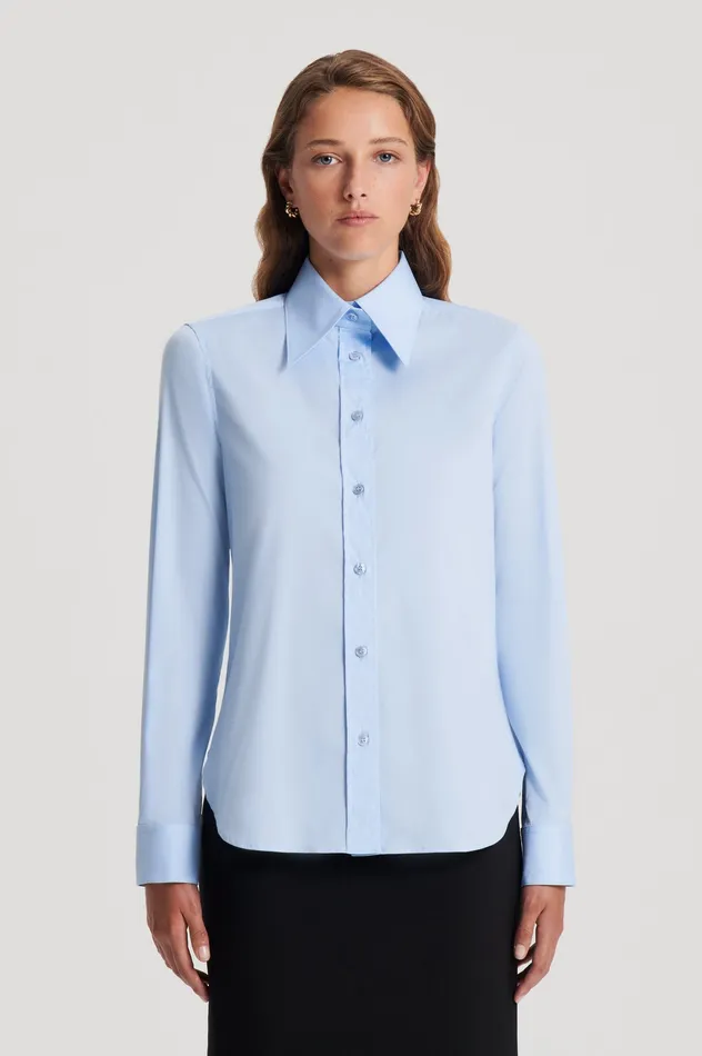 Women Scanlan Theodore COTTON SLIM FIT SHIRT PALE BLUE Shirts