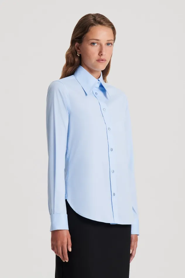 Women Scanlan Theodore COTTON SLIM FIT SHIRT PALE BLUE Shirts