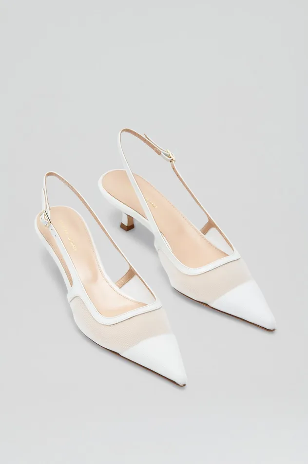 Women Scanlan Theodore FINE MESH SLINGBACK 45 WHITE Shoes Women Scanlan Theodore FINE MESH SLINGBACK 45 WHITE Shoes
