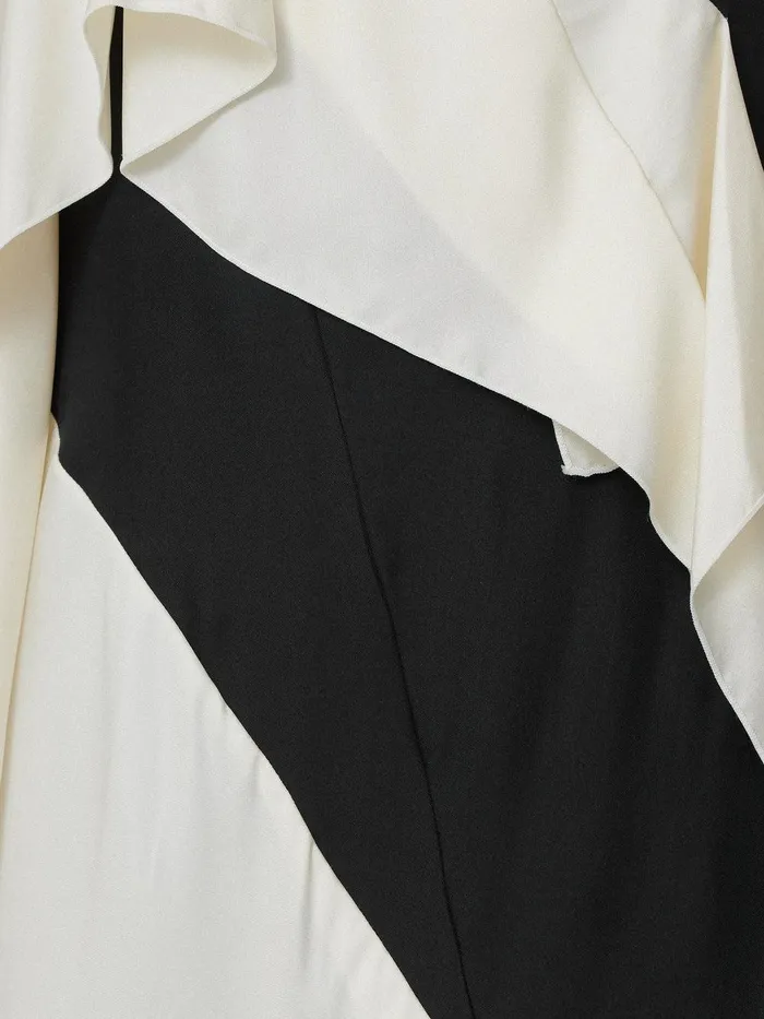 Women Sculptural Silk Twill Dress Monochrome Jigsaw Dresses and Jumpsuits