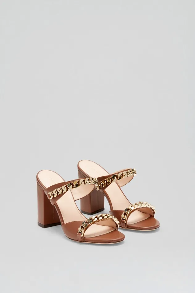 Women Shoes Scanlan Theodore SANDAL WITH CHAINS DETAIL 95 COCOA