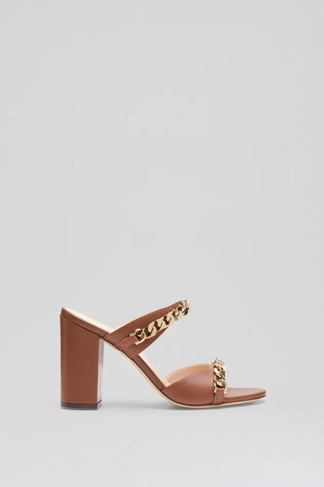 Women Shoes Scanlan Theodore SANDAL WITH CHAINS DETAIL 95 COCOA