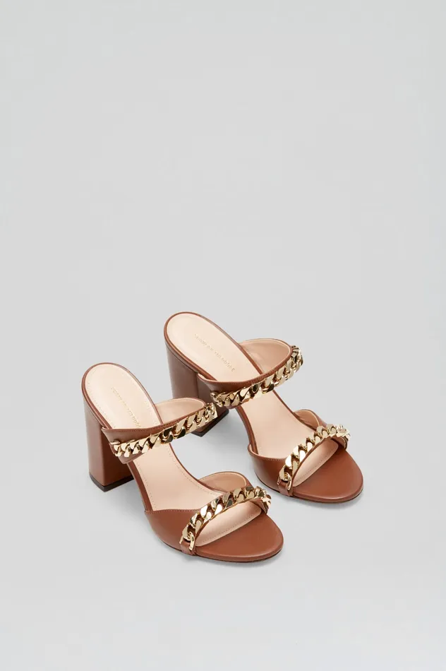 Women Shoes Scanlan Theodore SANDAL WITH CHAINS DETAIL 95 COCOA