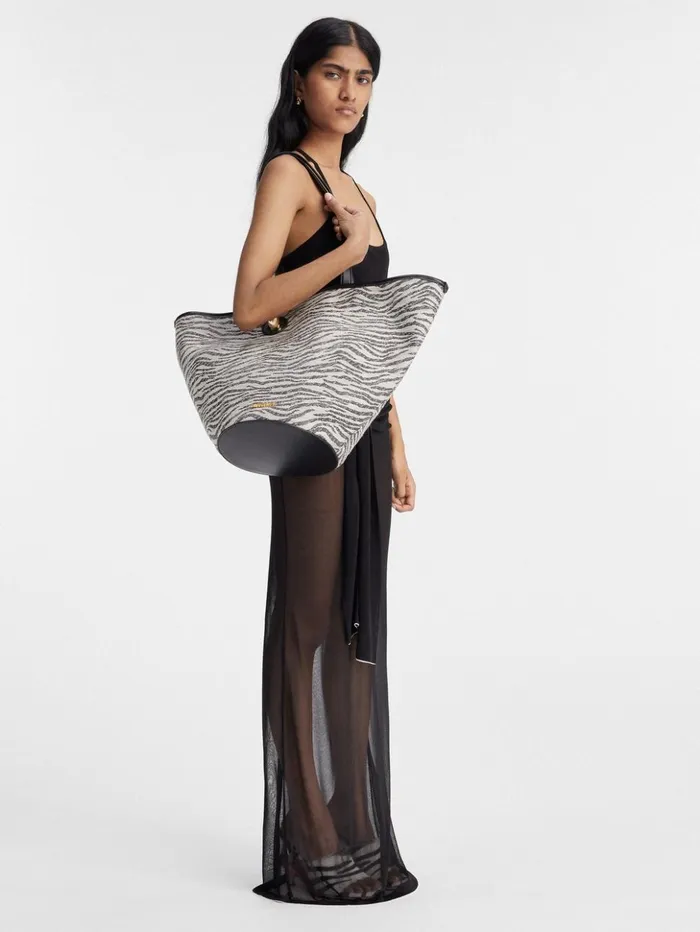 Women Shoulder Bags JACQUEMUS The Bambola Black and White Zebra Women Shoulder Bags JACQUEMUS The Bambola Black and White Zebra