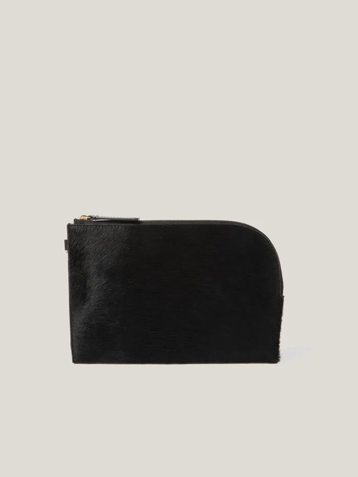 Women Sophia Calf Hair Pouch Black Jigsaw Bags