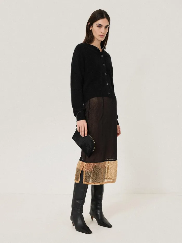 Women Sophia Calf Hair Pouch Black Jigsaw Bags