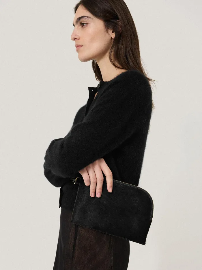Women Sophia Calf Hair Pouch Black Jigsaw Bags