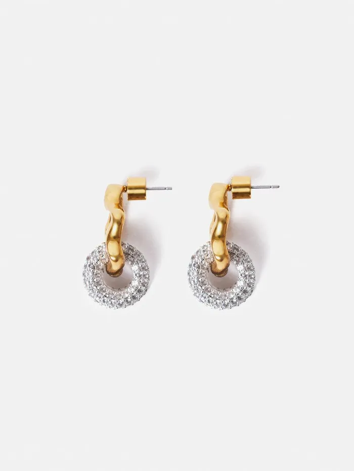 Women Sparkle Loop Earrings Gold Jigsaw Jewellery