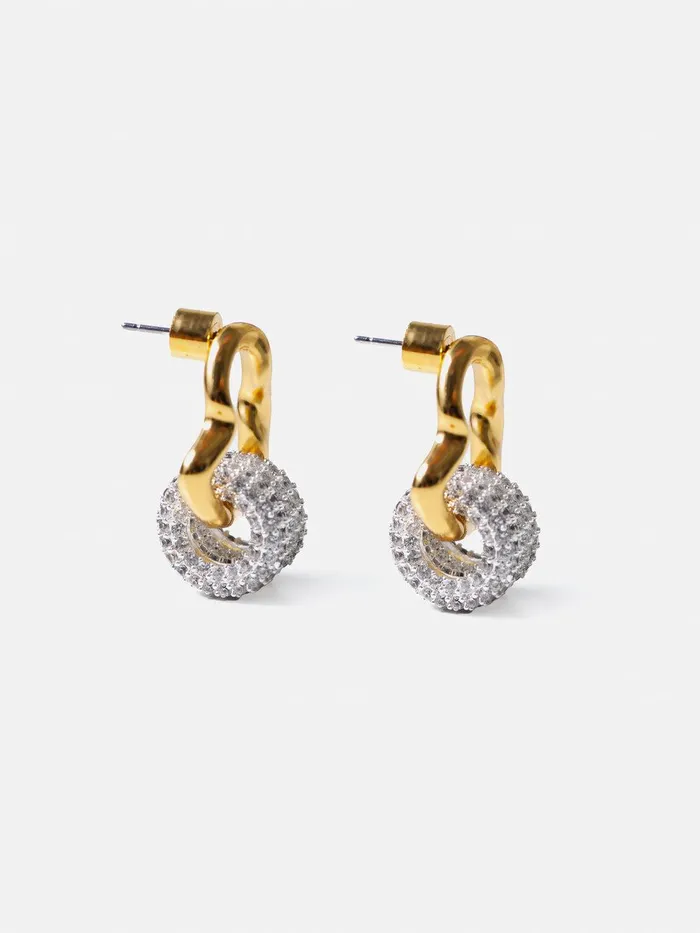 Women Sparkle Loop Earrings Gold Jigsaw Jewellery