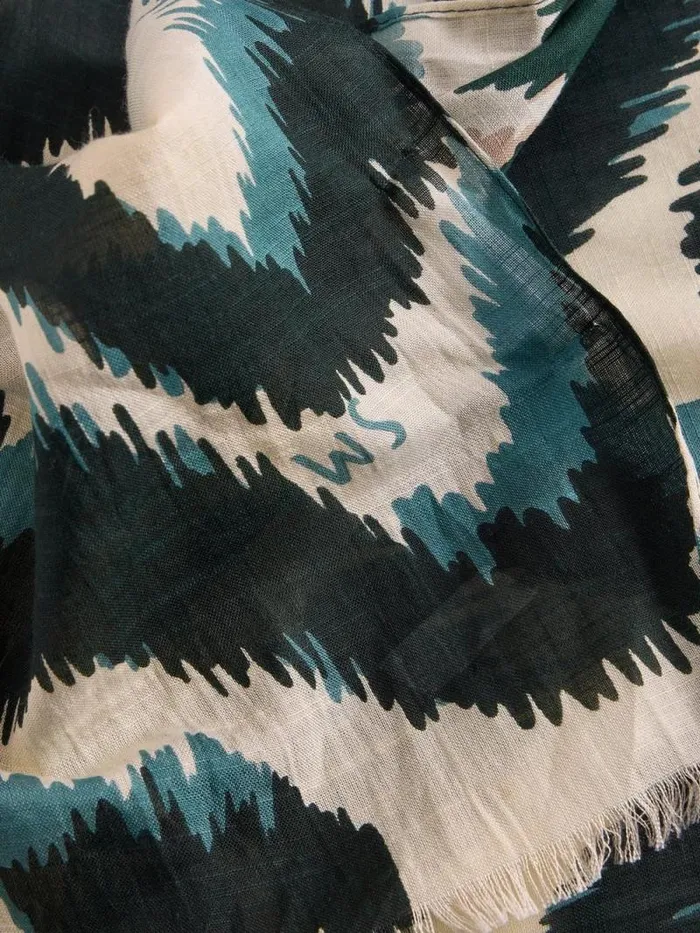 Women Squiggle Ikat Print Scarf Natural Multi White Stuff Scarves Women Squiggle Ikat Print Scarf Natural Multi White Stuff Scarves