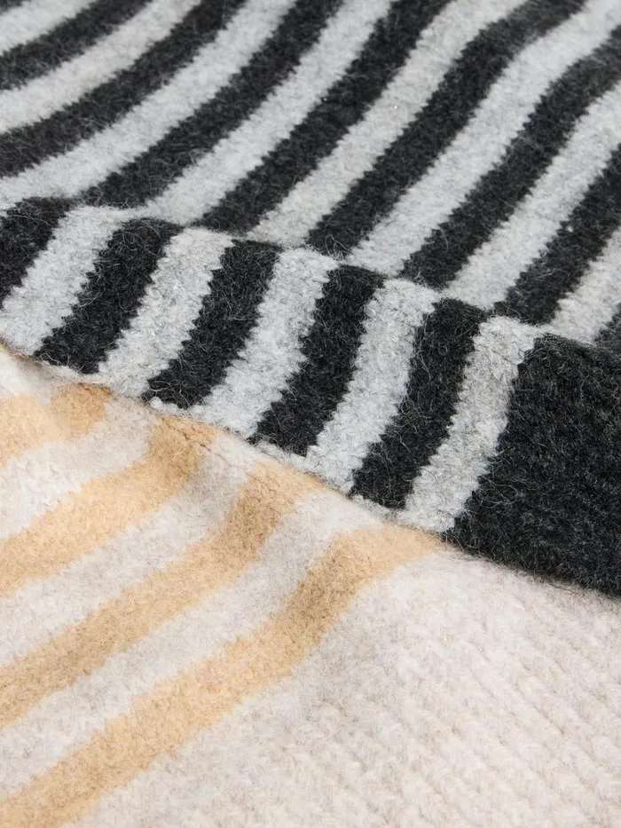 Women Stripe Knitted Scarf Natural Multi White Stuff Scarves